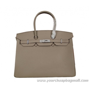 Low Price Hermes Birkin 35CM Tote Bag Gray Clemence Leather H35 Silver