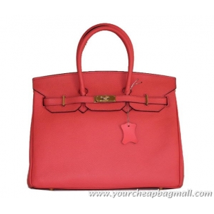 Promotion Hermes Birkin 35CM Tote Bag Light Red Clemence Leather H6089 Gold