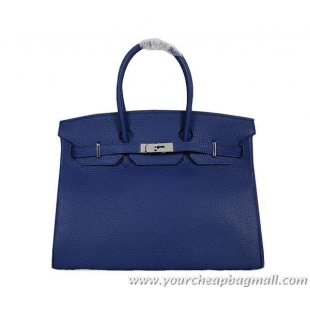 Hermes Birkin 35CM Tote Bag RoyalBlue Clemence Leather H35 Silver