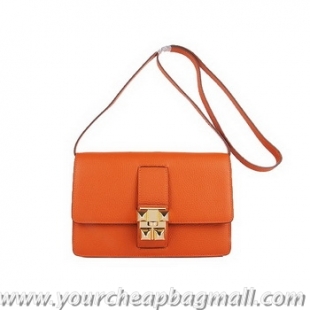 Duplicate Hermes Medor Orange Calfskin Shoulder Bag H2816 Gold