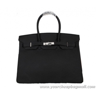 Discount Hermes Birkin 35CM Tote Bag Black Clemence Leather H35 Silver