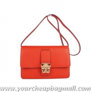 Hot Style Hermes Medor Dark Orange Calfskin Shoulder Bag H2816 Gold