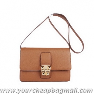 Free Shippings Hermes Medor Light Brown Calfskin Shoulder Bag H2816 Gold