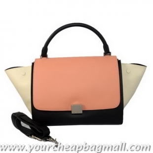 New Fashion Celine Trapeze Bag Original Leather C006 Pink&Black&OffWhite