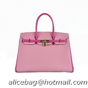 Unique Style Hermes Birkin 35CM Tote Bag Pink&Peach Grainy Leather H6089 Gold