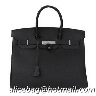 Hot Sale Hermes Birkin 35CM Tote Bag Black Original Leather H35 Silver