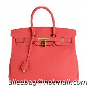 Beautiful 2014 Hermes Birkin 35CM Tote Bag Light Red Original Leather H35 Gold