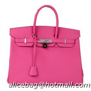 Wholesale Cheap Hermes Birkin 35CM Tote Bag Peach Original Leather H35 Silver