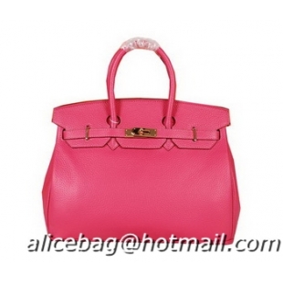 Hot Sell Hermes Birkin 35CM Tote Bag Rose Original Grainy Leather H35 Gold