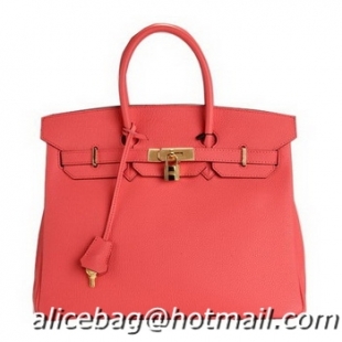 Free Shippings Hermes Birkin 35CM Tote Bag Light Red Original Leather H35 Gold