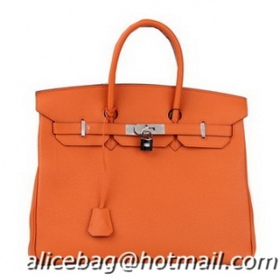 Best Price Hermes Birkin 35CM Tote Bag Orange Original Leather H35 Silver