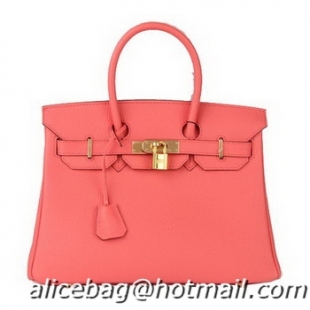 Low Cost Hermes Birkin 30CM Tote Bag Light Red Original Leather H30 Gold