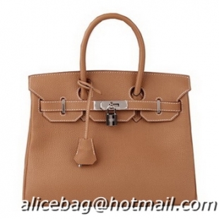 Cheapest Hermes Birkin 30CM Tote Bag Camel Original Leather H30 Silver