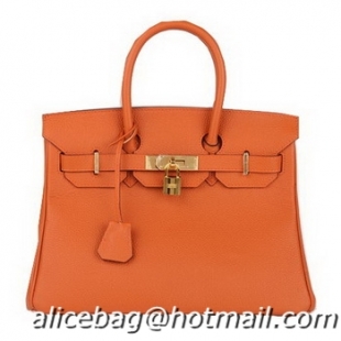 On Sale Hermes Birkin 30CM Tote Bag Orange Original Leather H30 Gold