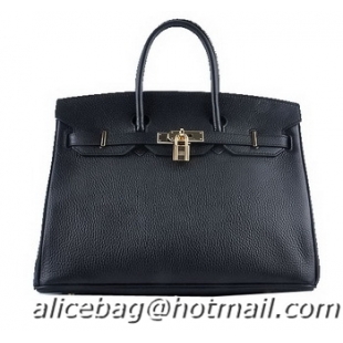 Hermes Birkin 35CM Tote Bag H6089 Black Grainy Leather Gold