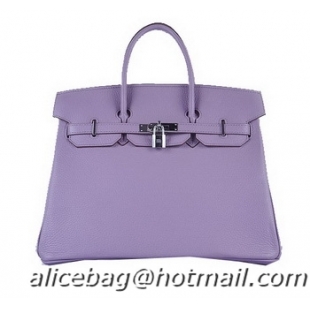 Particularly Recommended Hermes Birkin 35CM Tote Bag H6089 Lavender Grainy Leather Silver