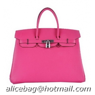 Buy Free Shippings Hermes Birkin 35CM Tote Bag H6089 Rosy Grainy Leather Silver