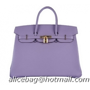 Buy Discount Hermes Birkin 35CM Tote Bag H6089 Lavender Grainy Leather Gold