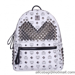 MCM Medium Stark Front Studs Backpack MC4237 White