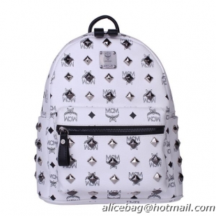 MCM Stark Studded Small Backpack MC2089S White