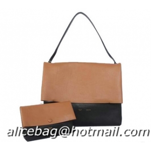 Cheapest Celine All Soft in Calfskin Shoulder Bag 17218 12086 Brown&Black