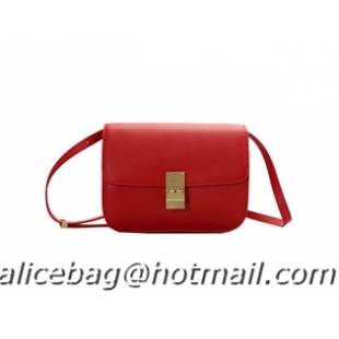 New Style Celine Classic Box 80077 Red Calfskin Leather Small Flap Bag