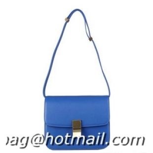 Low Price Celine Classic Box Small Flap Bag Calfskin 88007 Blue