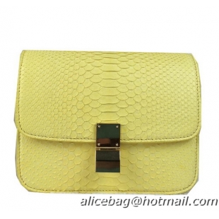 Best Grade Celine Classic Box Small Flap Bag Snake Leather 11042 Yellow