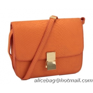 Shop Duplicate Celine Classic Box Small Flap Bag Original Snake Leather 11042 Orange