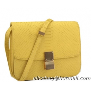 Popular Style Celine Classic Box Small Flap Bag Original Snake Leather 11042 Yellow