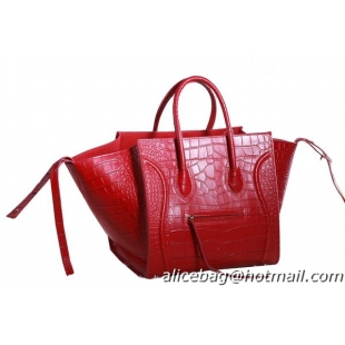 Discount Celine Luggage Phantom Original Croco Leather Bags C3341 Red