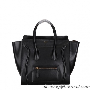 Celine Luggage Mini Boston Tote Bags Smooth Leather C104 Black