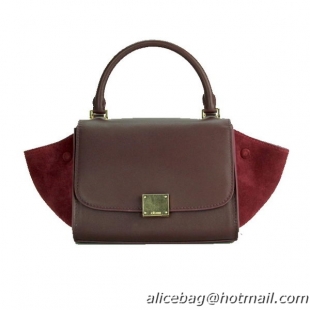 Celine Nano Trapeze Bag Nubuck Leather C88038 Burgundy