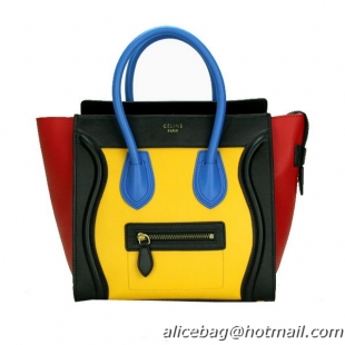 Celine Luggage Micro Bag Smooth Leather CL88023 Yellow&Black&Red