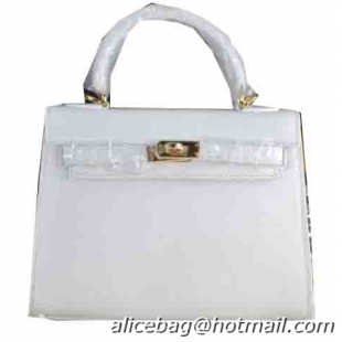 Hermes Kelly 22cm Tote Bag Calfskin Leather White