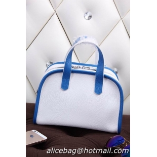 Hermes mini Boston Bag Grainy Leather H26 White&Blue