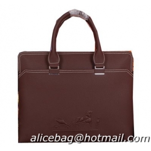 Hermes Briefcase Original Calf Leather HM98291 Brown