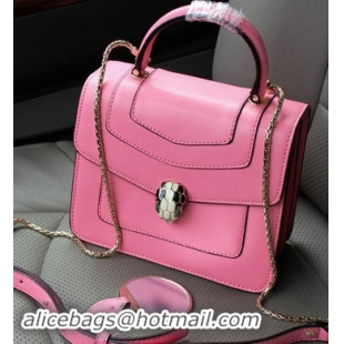 2015 BVLGARI Serpenti Forever Bag Original Leather BG9258 Pink