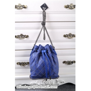 Good Looking Stella McCartney Falabella Studded Quilted Bucket Bag SMC013 Royal