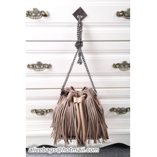 Shop Duplicate Stella McCartney Falabella Sun Fringed Bucket Bag SMC012 Khaki