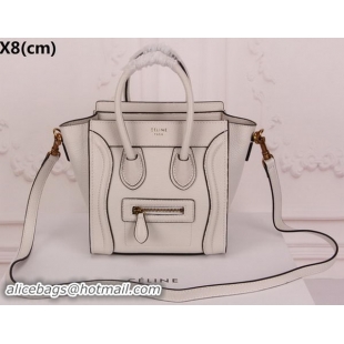 Durable Celine Luggage Nano Tote Bag Original Leather CLY33081S OffWhite