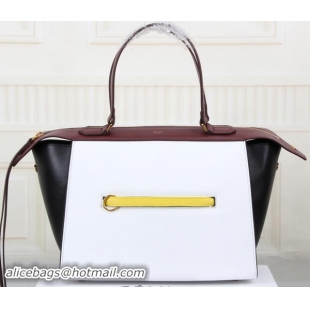 Traditional Specials Celine Ring Bag Smooth Calfskin Leather 176203 White&Black&Maroon