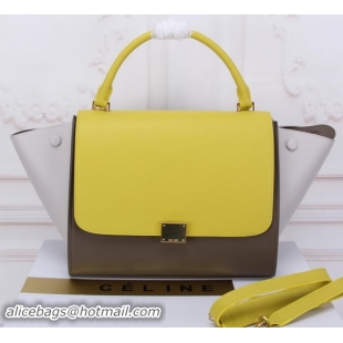 Grade Quality Celine Trapeze Bag Original Suede Leather CT3342 Yellow&Khaki&OffWhite