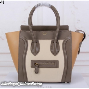 Unique Style Celine Luggage Micro Tote Bag Original Leather CLY33081M OFFWHITE&Khaki&Apricot