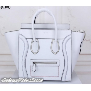 Shoulder Carry Celine Luggage Mini Tote Bag Original Leather CLY33081L White