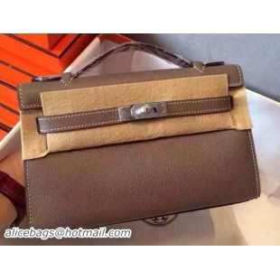 Hot Style Hermes MINI Kelly 22cm Tote Bag Calfskin Leather K22 Grey