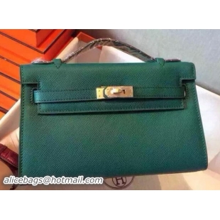 Chic Hermes MINI Kelly 22cm Tote Bag Calfskin Leather K22 Dark Green