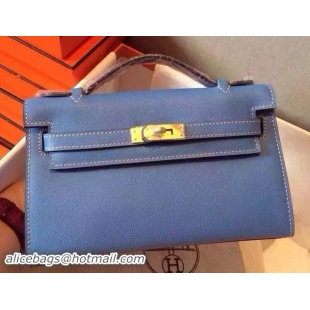 Big Discount Hermes MINI Kelly 22cm Tote Bag Calfskin Leather K22 SkyBlue