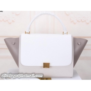 Low Price 2016 Celine Trapeze Bag Original Leather CT3342 White&Grey