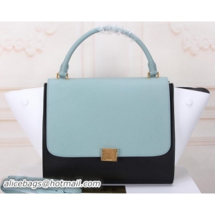 Free Shipping Promotion Celine Trapeze Bag Original Leather CT3342 SkyBlue&Black&White